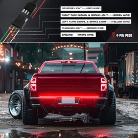 DREAMIZER 60 Inch Aluminum Frame Triple Row 1200 LED Tailgate Light Bar with Running Brake Lights Reverse Sequential Turn Signals for Truck