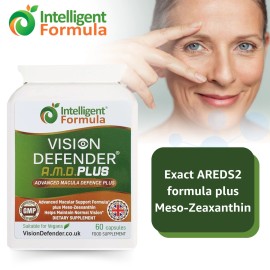 VISION DEFENDER AMD PLUS: Suplemento Macular Vegano Fórmula AREDS2 Mejorado