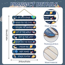 QINGYIWL Planet Wall Decoration for Children's Room Boys, Sign Space Wall Art, Inspirational Quotes Wall Picture, Children's Wooden Sign with Saying, Insirating Wall Decoration, Wall Picture, Wall