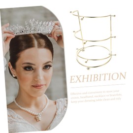 Yardenfun Crown Display Stand Headwear Holder Bridal Headband Holder Baroque Tiara Stand Crown Tiara Stand Headband Holder Organizer Brackets Headpiece for Home Wig Cap Metal Bride Alloy