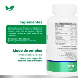 Natural Health Magnesio y Jengibre con Calcio | Suplemento Alimenticio con Óxido y Citrato de Magnesio | Frasco con 60 Cápsulas de 750 mg C/U