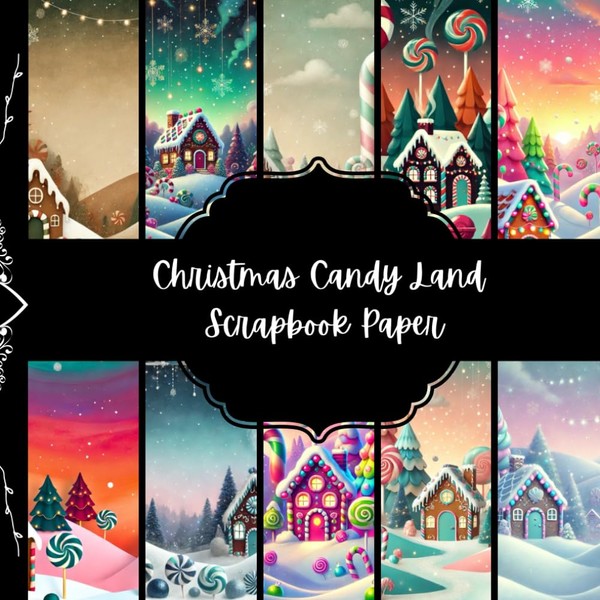 Christmas Candy Land Scrapbook Paper, Xmas Sweets Junk Journal Paper,