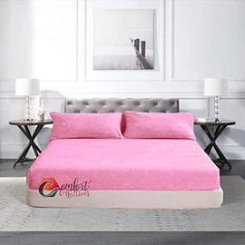 Extra Deep Fitted 30cm Teddy Fleece Fitted Bed Sheet Plain Thermal Warm and Cosy Soft Luxury Bedding Pink Fitted Bed Sheet Superking 180cm x 200cm + 30cm Approximate