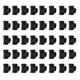 Home TZH 1/2" Black Pipe Tee, 40 Pack Metal Threaded Pipe Fitting Tee for Steampunk Vintage DIY Plumbing, Shelf Brackets, Furniture Décor (40, Black,1/2")