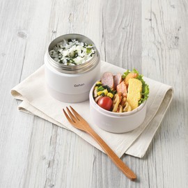 Bestco NQ-213 2-Tier Lunch Box with Handle, 16.9 fl oz (480 ml), Pale Pink, Thermal, Round, Smaller