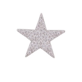 Shining Cubic Zircon Star Brooch Pins Elegant Clear Crystal Flower Lapel Pin Breastpin Badges for Women Men (Silver Crystal Star)