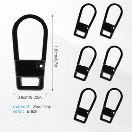 6 Pcs Zipper Pull Replacements, Zipper Pull Tab Metal Zipper Slider Replacement Detachable Zipper Puller Zipper Handle Mend Fixer Zipper Head Repair for Clothing Backpack Jackets Pants Boots Luggage