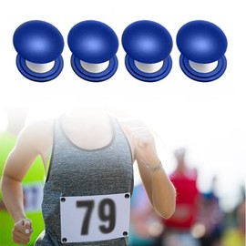 KEQAR 4 Pairs of Magnets for Race Number Holder, Race Number Mounting, Race Number Magnets, Runner Accessories, Magnetic Race Number Attachment for Use with Numbers (Dark Blue)