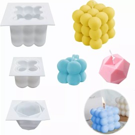 Baixi 3pzs Molde De Silicon/cubo Rubik Sola Cavidad/velas Jabones