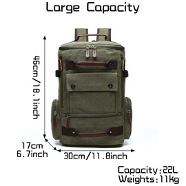 Jahomieo Vintage Canvas Backpack Casual Travel Rucksack 15.6inch Laptop Daypacks Hiking Camping Backpack
