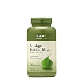 GNC Herbal Plus Ginkgo Biloba 60mg Supplement, Vegetarian, Supports Mental Sharpness, 300 Servings