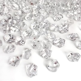 HappyFiller 1000 PCS Fake Crystal Ice Rocks Cubes Clear Acrylic Stones Treasure Gems for Flower Banquet Vase Filler,Table Scatters,Wedding Centerpieces,Party Decor,Photography Props,Crafts