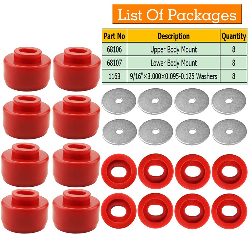 Body Mount Bushing Kit Fits for 1999-2014 Chevy Silverado &