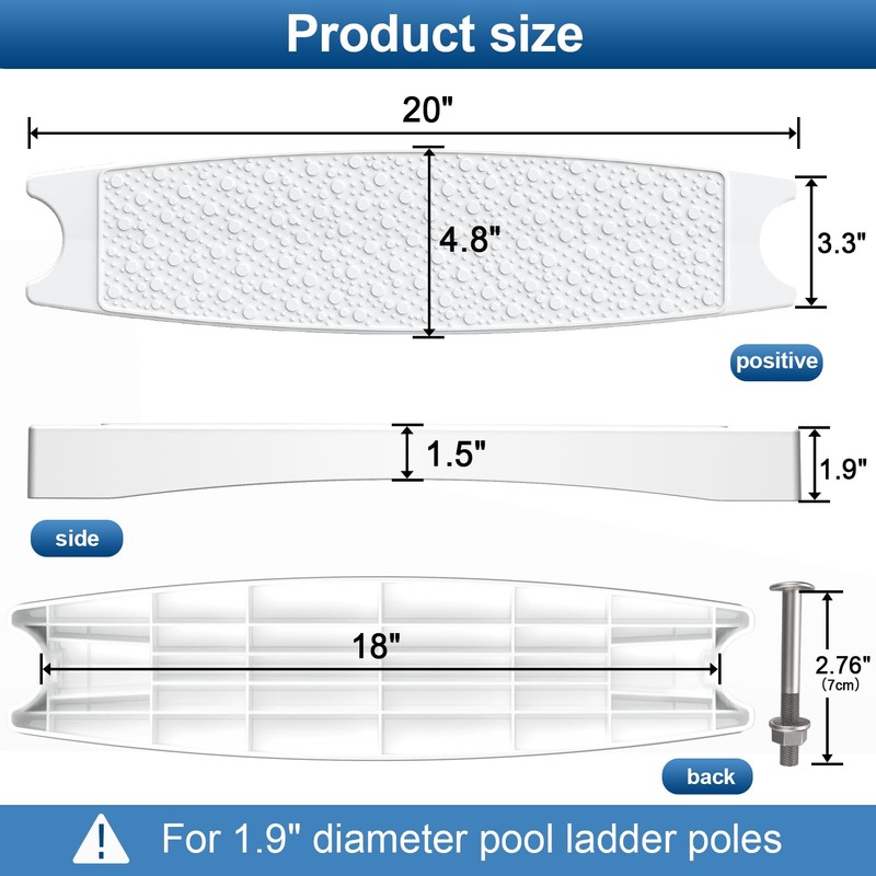 Goovilla Pool Ladder Steps Replacement, (3-Pack) 18" Universal Heavy-Duty Molded