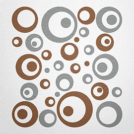 WANDfee® Wall Tattoo, Circles, Dots, 50 Stickers, Colour Choice For Children's Bedroom, Living Room, Hallway, Bathroom, Kitchen, Tile Stickers, grey