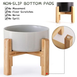 Petygooing Grey Elevated/Raised Ceramic Dog Bowl for Small Breeds, Dog Food Water Dish with Stand,Pet Feeding Bowl with Anti Slip Rubber for Cats and Small Dogs Puppy 13.5 OZ (5.1In / 1.7 Cups)