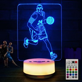 HYODREAM Basketball Night Light, LED Lamp with 14 Colors, Dimmable, Rechargeable, Remote Control, Modern Design for Kids, Adults, Living Room, Bedroom