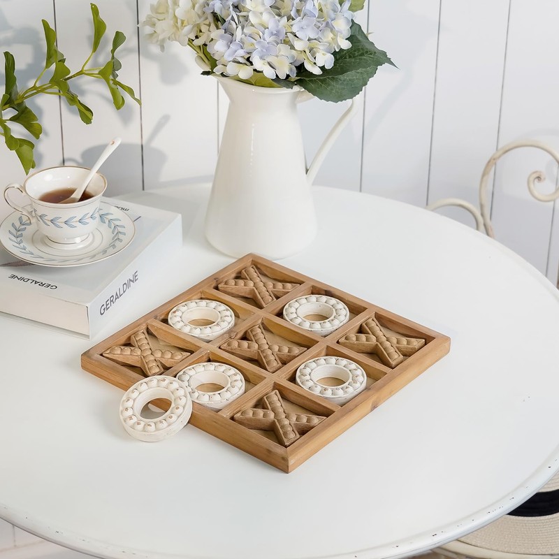NIKKY HOME Tic Tac Toe Game Coffee Table Decor, 10.6