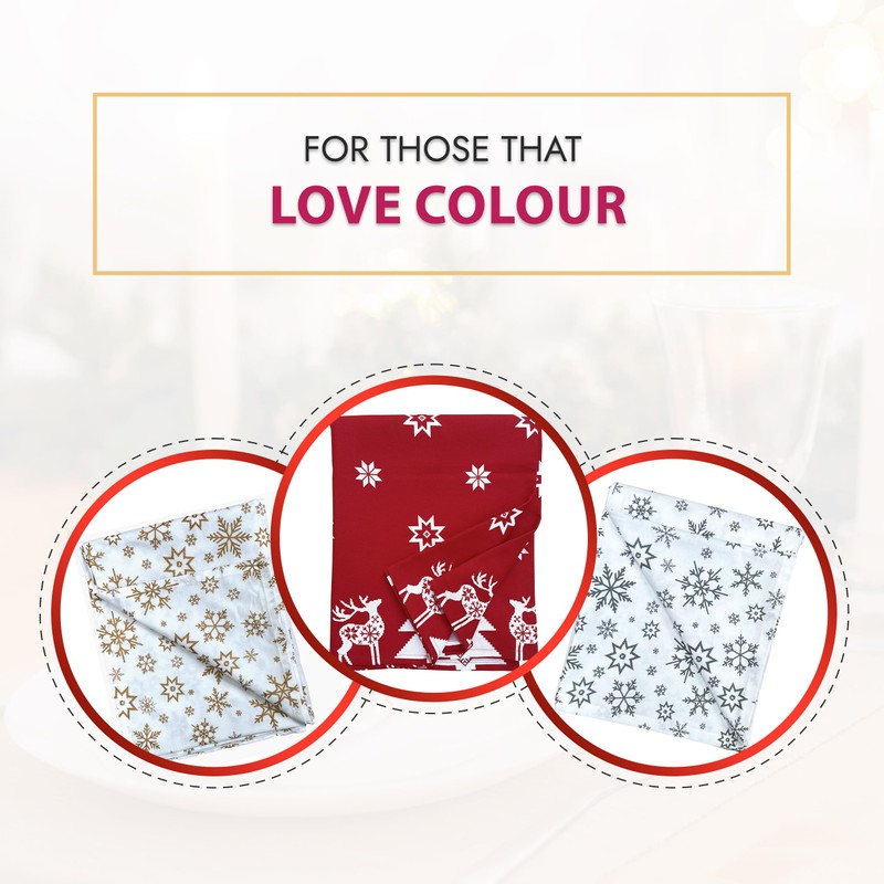 Ragged Rose Christmas Table Cloth - Festive Linen Tablecloth with
