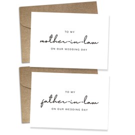 Set of 2 Parents In Law Wedding Day Card, Parents In Law Of The Bride/Groom Gifts, To My Father In Law On Our Wedding Day, To My Mother In Law On Our Wedding Day. （Father/Mother-in-Law B）, 6*4