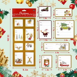 Jactales Christmas Gift Tag Stickers - Gold & Red Foil,Large Xmas Present Label Stickers for Gift Bags, Self Adhesive Holiday Wrapping Name Tags,to and from Sticky Tags,Just Peel and Stick On,96 PCS