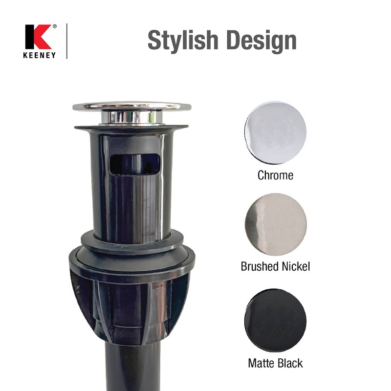 Keeney K820-72BN 1-1/4-in Plastic Push Button Sink Bathroom Drain with