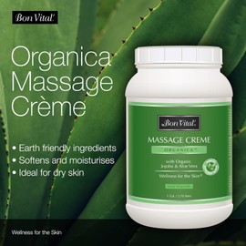 Bon Vital' Organica Massage Cr�me, Professional Massage Therapy Cream with Certified Organic Ingredients for Earth-Friendly & Relaxing Massage, Organic Jojoba Oil for Easy Glide, 1 Gal, Label may Vary
