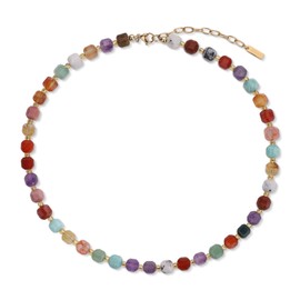 COAI Choker Pearl Necklace Made of 7 Chakra Colourful Crystal Necklace for Women, 40 + 5 cm, Stone, Jasper Aventurine Agate