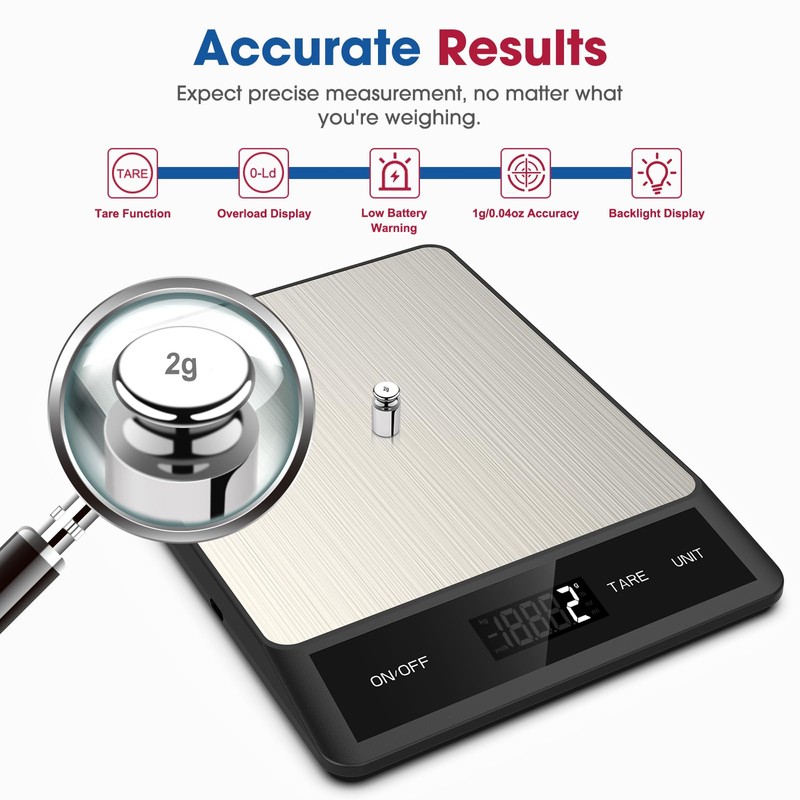 Mik-Nana Food Scale, Digital Kitchen Scale with 6 Units Tare