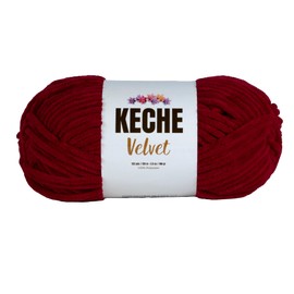 Keche Velvet Yarn for Crocheting, Soft Chenille Bulky Baby Blanket Amigurumi Yarn 100 gr (132 yds) - Red