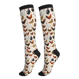oyebn Chicken Compression Socks Women and Men 15-20mmHg-Circulation Support Socks for Athletic Running Cycling