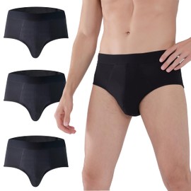 AIRCUTE Washable Super Absorbency Urinary Incontinence Underwear for Men, Soft Briefs for Bladder Leak 160ML, 3 Pack (Large, 3Black)