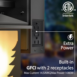 OYKYOHEI Porch Lights with GFCI Outlet, Dusk to Dawn Outdoor Light with Outlet, 3 Lighting Modes Wall Light Fixtures, Waterproof Aluminum Exterior Wall Lanterns Mount Sconces Outside for House Garage