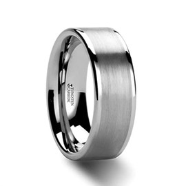 Thorsten AIRES | Tungsten Rings for Men | Tungsten | Comfort Fit | Flat Brush Finish Center Carbide Wedding Ring Band - 10mm - Size 12.5