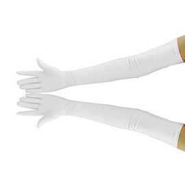 Ensnovo Adult Over Elbow 20.1" Stretch Long Spandex Opera Gloves White,Large