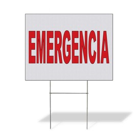 Fastasticdeals Weatherproof Yard Sign Emergencia Red Lawn Garden Urgent Care 18x12 Inches 1 Side Print