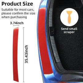 Ziciner Car Rear Bumper Protector Guard, Anti-Scratch Carbon Fiber Trunk Door Sill Protection Strip Sticker, Universal Vehicle Trim Cover Accessories for Car, Truck, SUV, Van (35.4×3.75 in, Red)