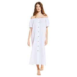Eberjey Linen Solid - The Harper Dress White LG