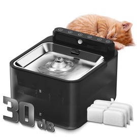 Cordless Cat Water Fountain Quiet Battery Operated, Wireless Water Fountains Dispenser for Cats Small Dog Indoor,108oz/3.2L Motion Sensor Pet Water Fountain,BPA-Free, 3 Filters