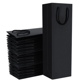 30 Pack Black Wine Bags for Wine Bottles Gifts, Wine Bottle Gift Bags, 13.7 x 4.3 x 3.5 Inch, Wine Gift Bags with Handles Bulk for Christmas Wedding Party Birthday Celebrations