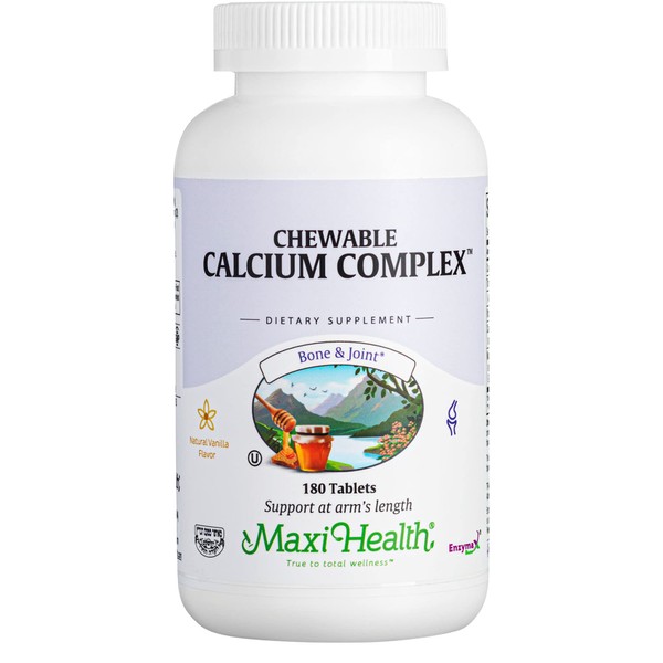 Maxi Health Chewable Calcium Complex - 1000 mg Calcium Daily Dietary Supplement with Vitamin D3 (1000 IU) and Magnesium (400 mg) - Bone, Teeth and Joint Support for Men and Women - 180 Count Chews - Maxi Health