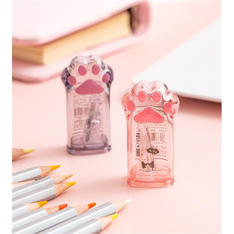 Cute Pink Cat Paw Pencil Sharpener Kawaii School Supplies Student