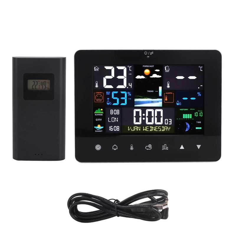 Colorful Touch Screen Digital Weather Forecast Station Wireless Indoor Outdoor