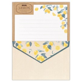 Enuby Letter Orchard Lemon | Letter Set, 12 Stationery Papers, 6 Envelopes, B6 Equivalent, Horizontal Writing