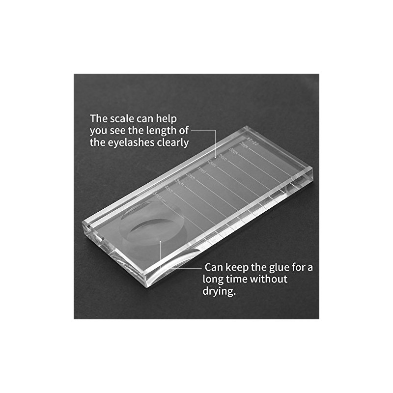 Paleta de extensión de pestañas, Cristal Rectangular Pestañas postizas Pegamento