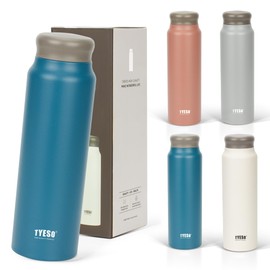 TYESO Water Bottle, Lightweight, Slim, 27.7 fl oz (800 ml), Thermos Flask, Vacuum Insulated, Stainless Steel, Double Layer, Wide Mouth, Home Office, Adults, Kids, Dark Blue