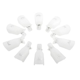 Bestpriceam Professional 10pcs Durable Reusable Plastic Nail Art Polish Soak Off Remover Wrap Cleaner Clip Cap Tool (White)