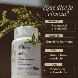 Cápsulas BH Suplemento Para Mujeres Con Zinc Selenio NAC ALA Glicinato De Magnesio Rinde 30 días 2 cápsulas Por Porción Holiherb