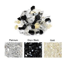 Skyflame 10-Pound Blended Fire Glass for Fire Pit Fireplace Landscaping - 1/2 Inch Reflective Tempered Fireglass Onyx Black, Platinum, Gold