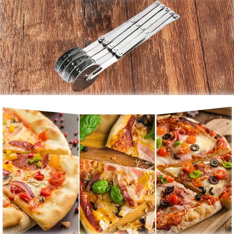 7 Wheel Pastry Cutter, Expandable Telescopic Pizza Slicer Multi-Round Baking